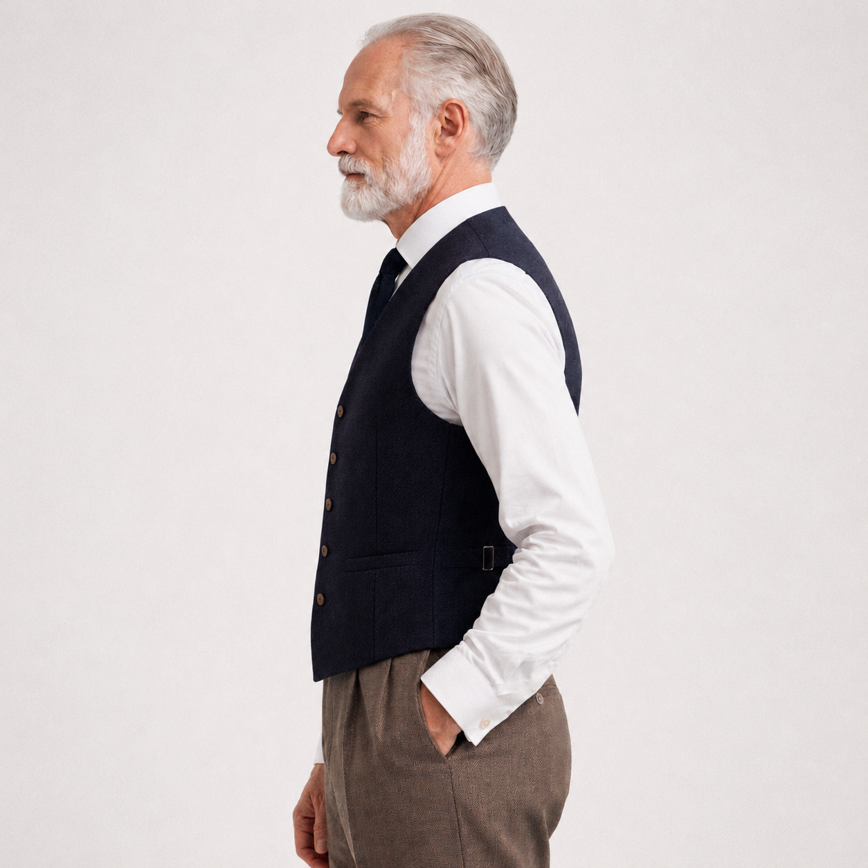 Tweed Weste- Einreiher Navy