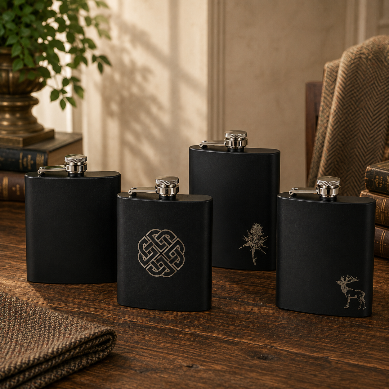 Edelstahl- Flachmann 6 oz Black Celtic