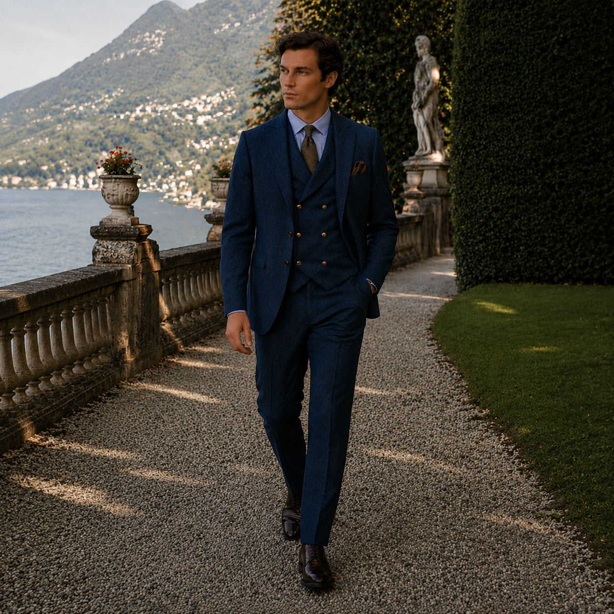 Tweed Weste- Doppelreiher Midnight