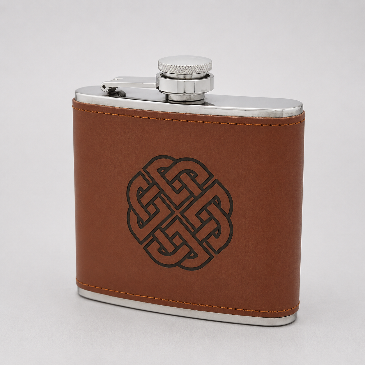 Edelstahl- Flachmann 6oz mit Lederbezug Celtic