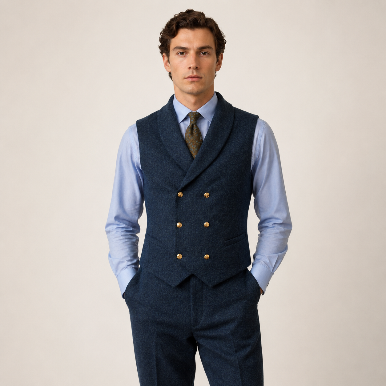 Tweed Weste- Doppelreiher Midnight