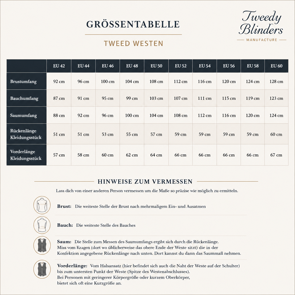 Tweed Weste- Einreiher Navy
