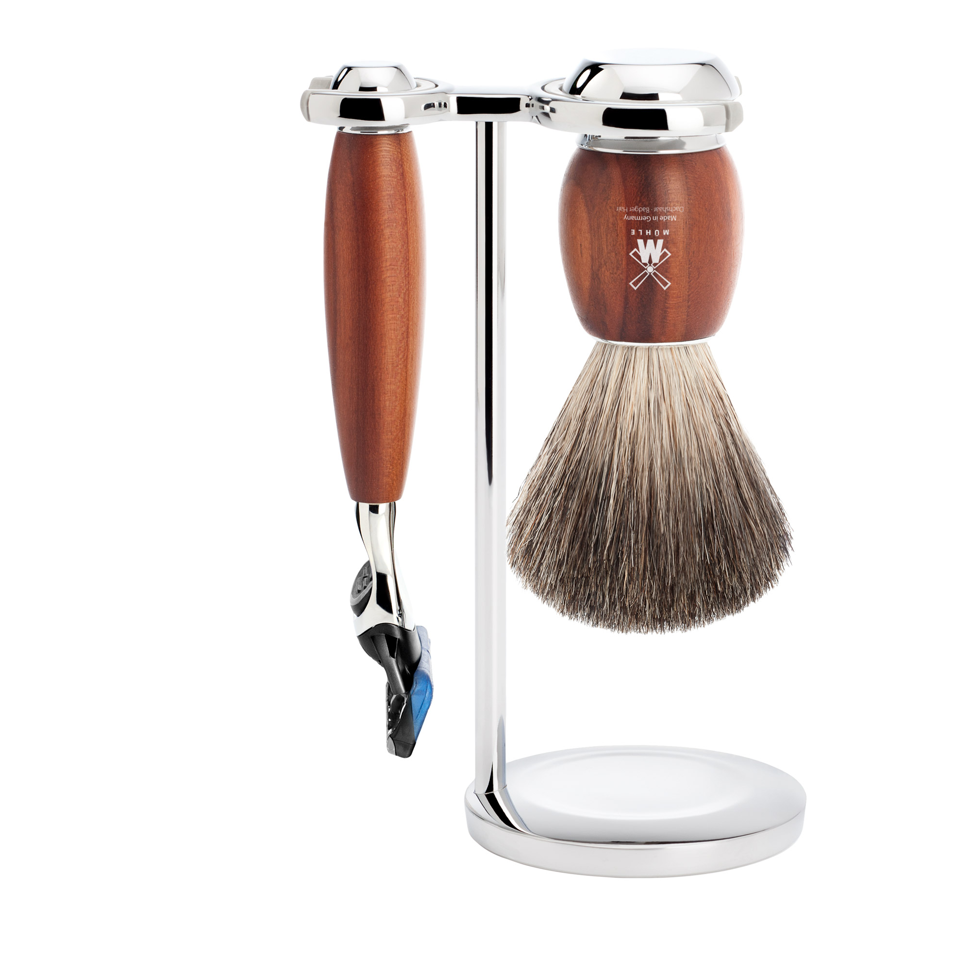 VIVO Rasierset 3-tlg. (Dachshaar- Pinsel, Gilette Fusion, Ständer)