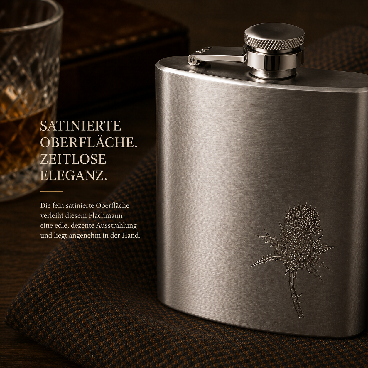 Edelstahl- Flachmann 6 oz Satin