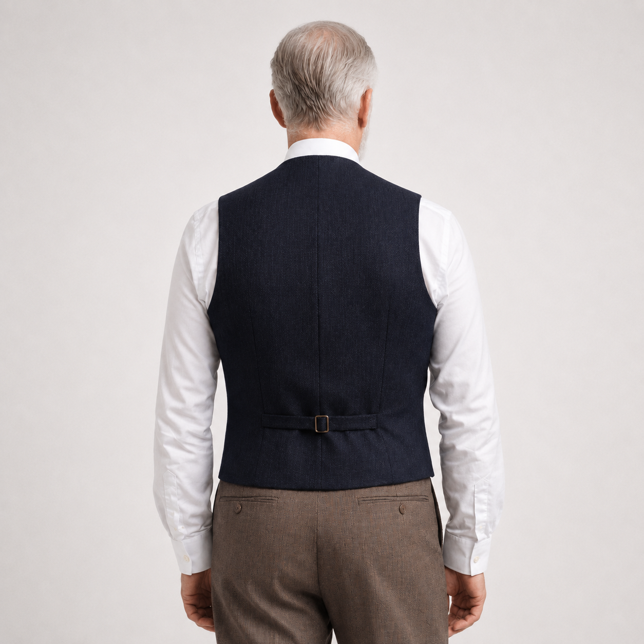 Tweed Weste- Einreiher Navy