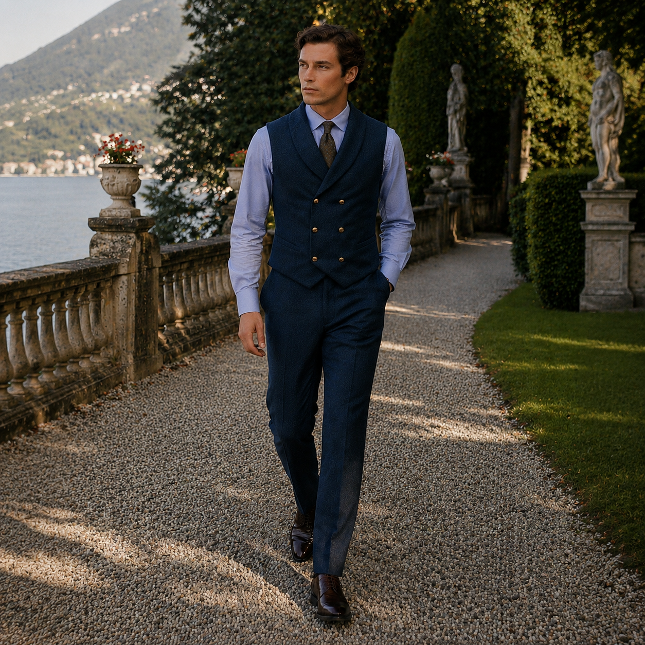 Tweed Weste- Doppelreiher Midnight