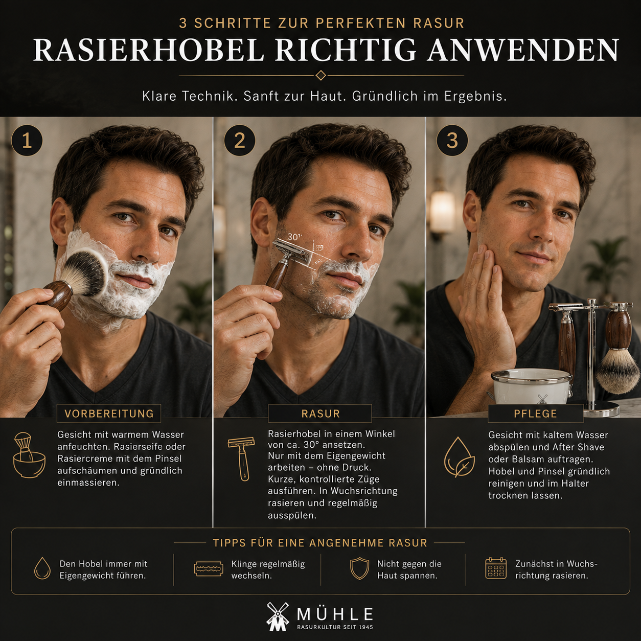 VIVO Rasierhobel klassische Klinge mit Pflaumenholzgriff